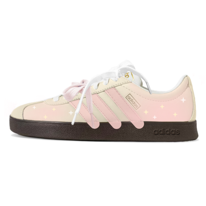 Adidas Adidas Vl Court Classic Synthetic Leather Coverage Lightweight Low top Skateboard Shoes Unisex Pink