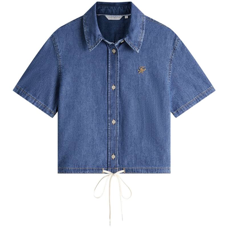 Tommy Hilfiger Shirts Unisex Denim Blue 1A5 Lapel Moderate Denim