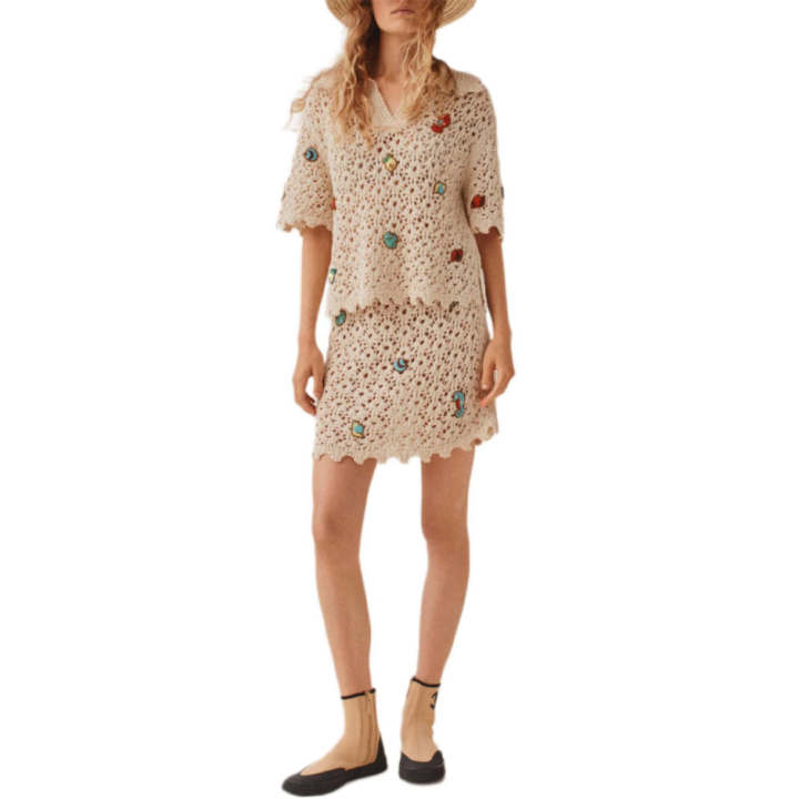CHANEL CHANEL Knitwear Women's Ecru V Neck Moderate Other