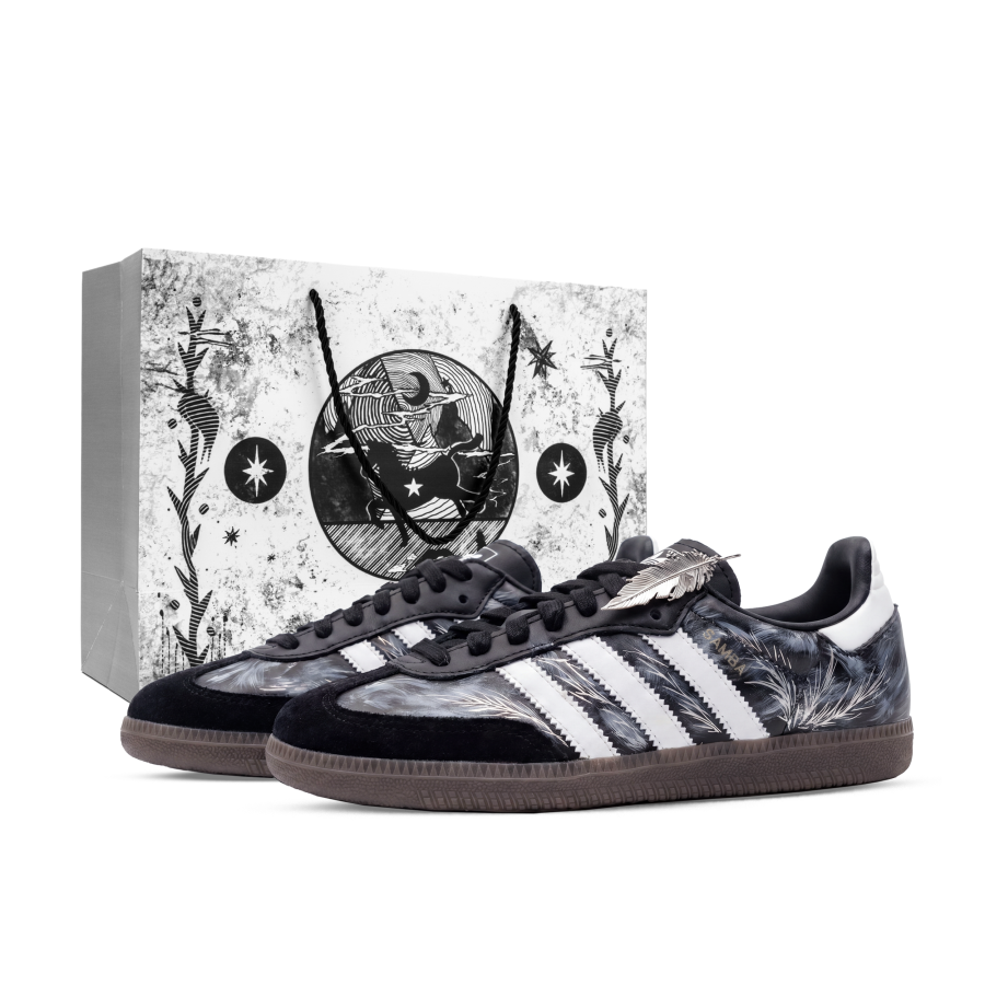 Adidas Originals SAMBA OG Black Swan, Monster Lab Low top German Army Trainers Unisex Black White Gray