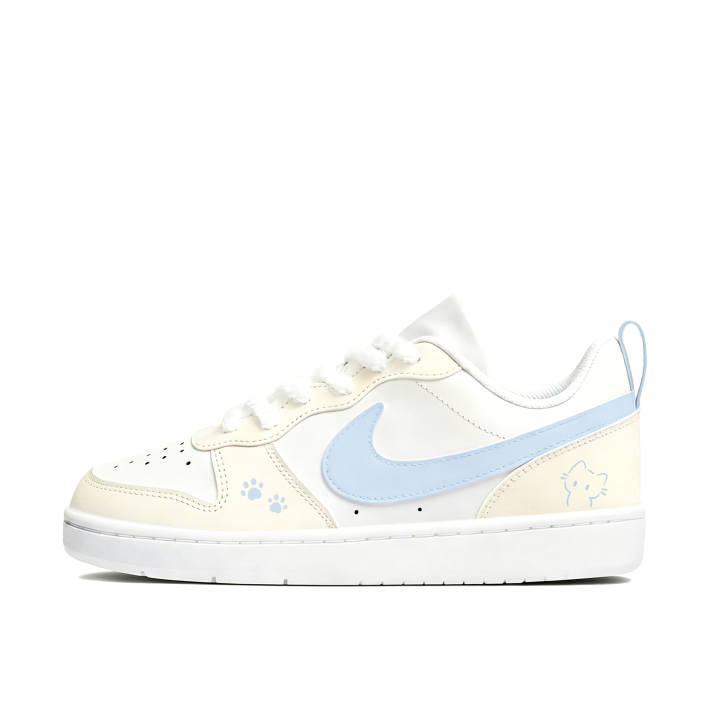 Nike Nike Court Borough Kitten Letter Slip Resistant Abrasion Resistant Low top Skateboard Shoes Women's Custard