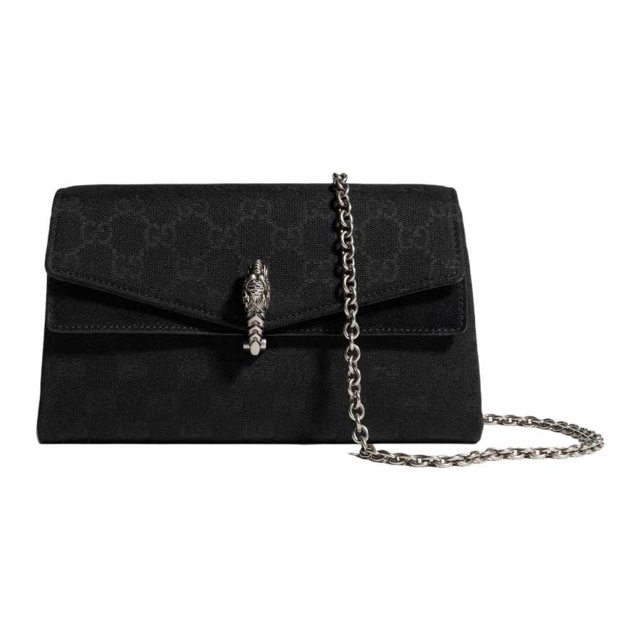 GUCCI Dionysus Detachable Strap GG Canvas Shoulder Bag Small Women's Black