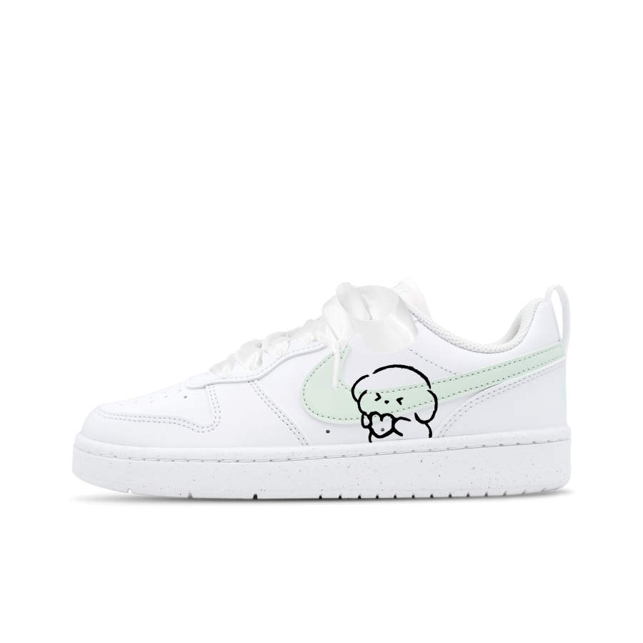 Nike Nike Court Borough Heart Dog Leather Low top Kids' Skateboarding Shoes Green/White/Black Teenagers