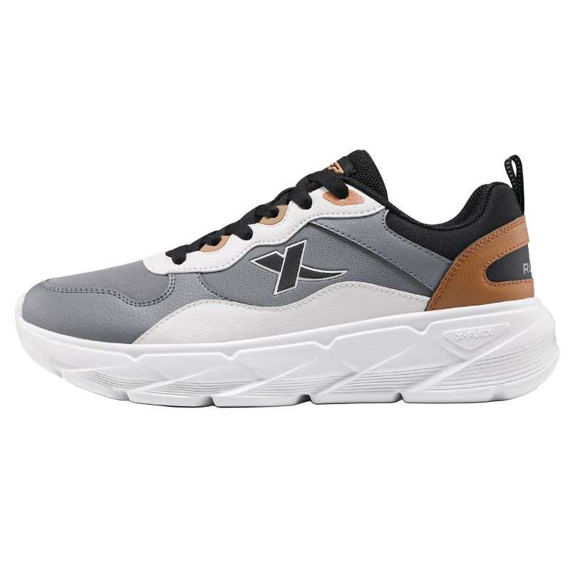 XTEP Low top Casual Running Shoes Men's Smoke Gray Rosewood Brown Black
