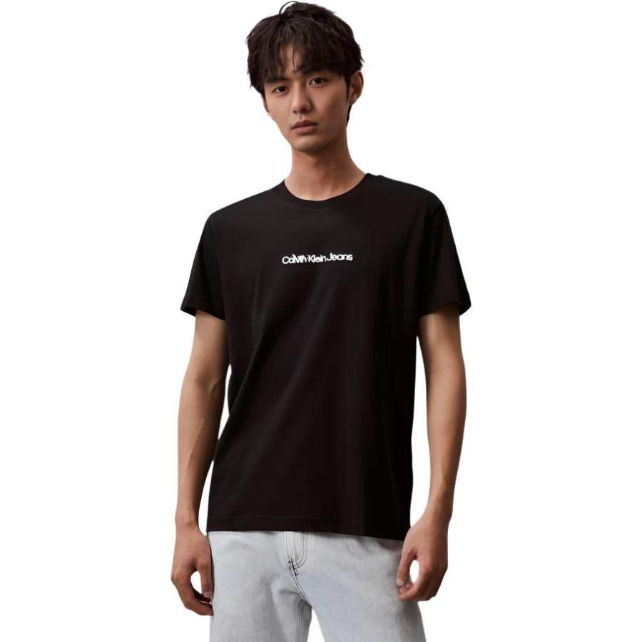 Calvin Klein T Shirts Unisex Black Crew Neck Moderate Straight Fit