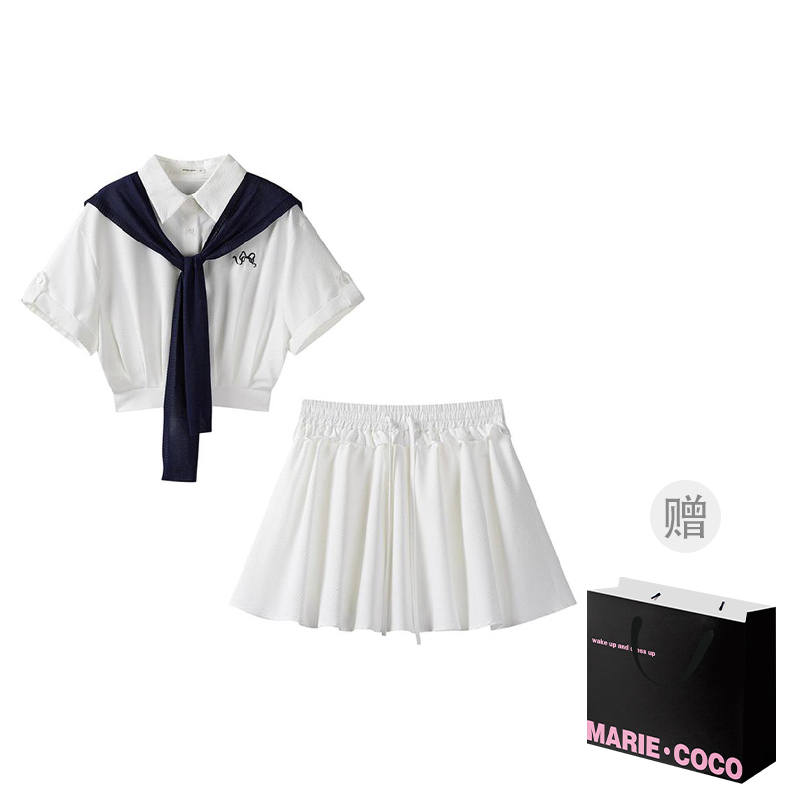 MARIE·COCO Two Piece Skirt Sets Women's Lapel Moderate Short Skirt