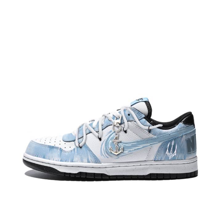 Nike Nike Big Jiang Jin Yue, Sea God Poseidon Slip Resistant Abrasion Resistant Low top Skateboard Shoes Unisex White Blue