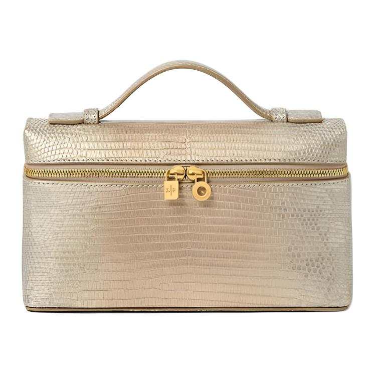 Loro Piana ExtraPocket Lizard Skin Shoulder Bag, Crossbody Bag, Handbag Women's Star Gray & Sun Gold
