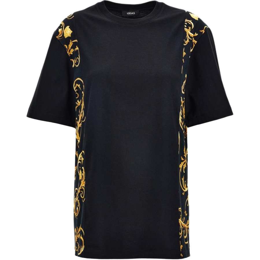VERSACE T Shirts Men's Black Crew Neck Moderate Straight Fit