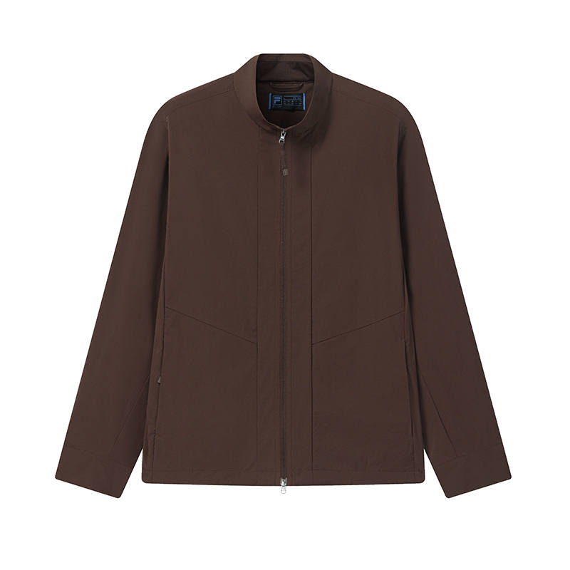 FILA BLUE Jackets Men's Bitter Coffee Umber Stand Collar Moderate Straight Fit