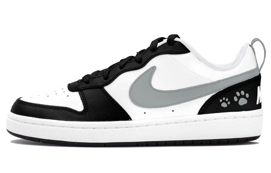 Nike Nike Court Borough Dark Gray Paw Print Low top Kids' Skateboarding Shoes Black Teenagers