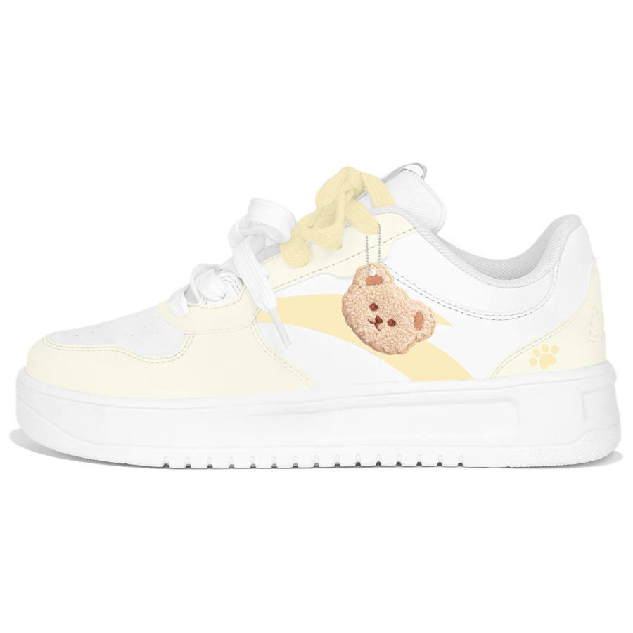 Anta Slip Resistant Abrasion Resistant Low top Skateboard Shoes Unisex Light Yellow
