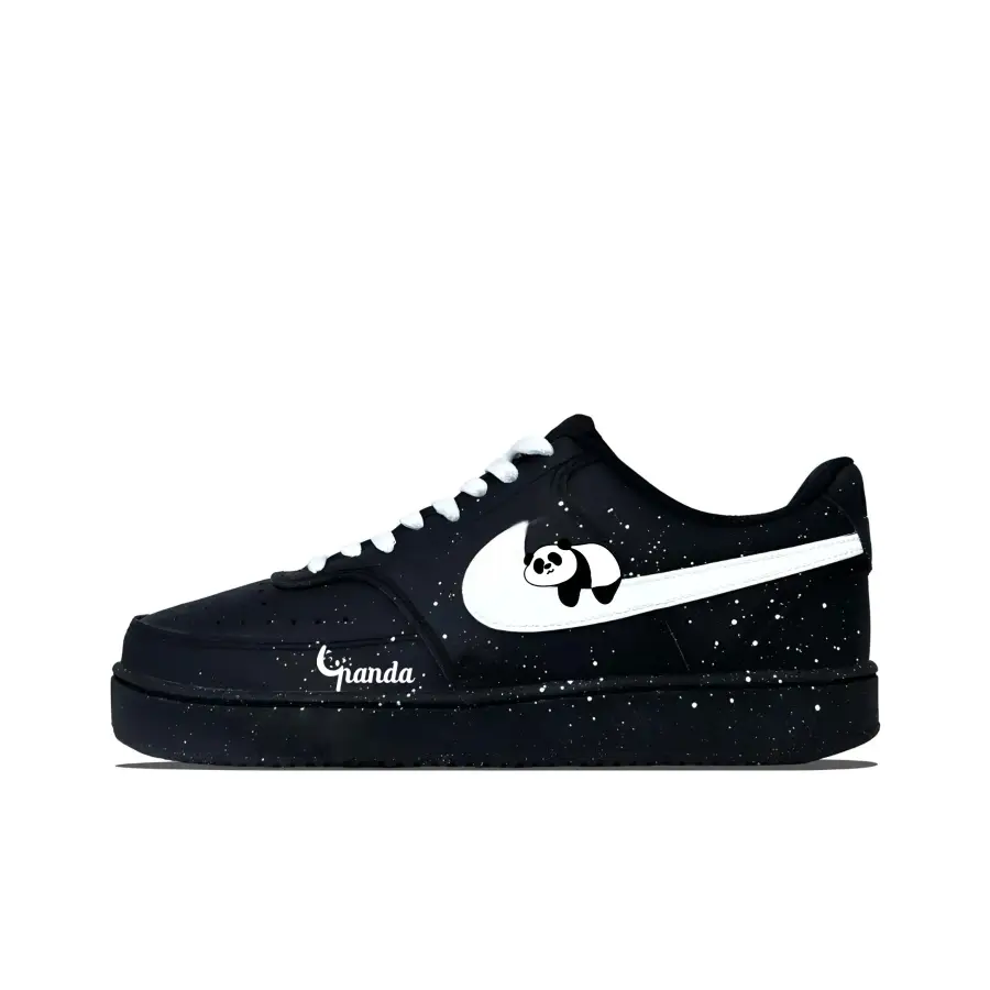 Nike Nike Court Vision Low Panda Shoes Slip Resistant Abrasion Resistant Low top Skateboard Shoes Unisex Black