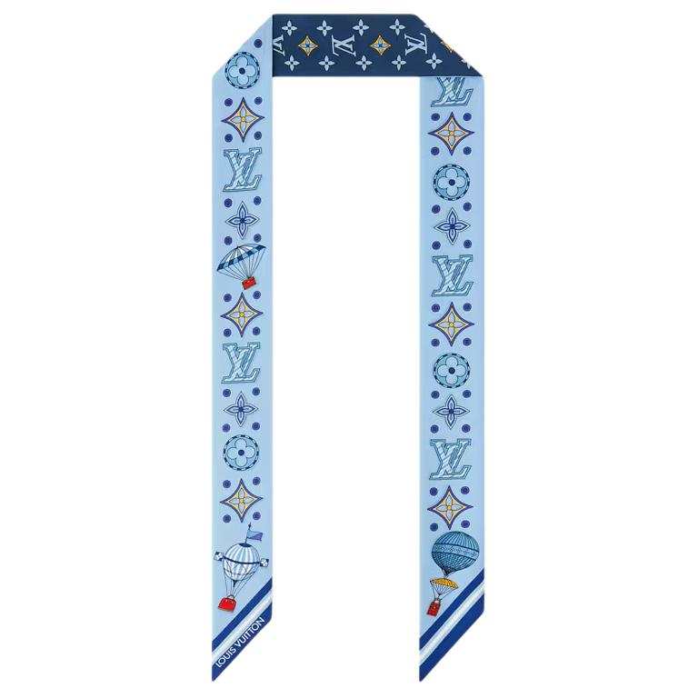 LOUIS VUITTON Silk Scarves Women's Blue