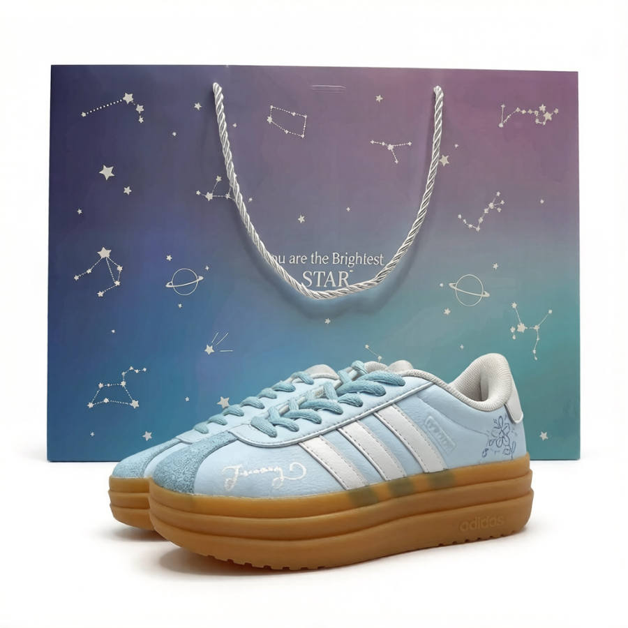 Adidas Adidas VL Court Bold Blue Misty Sky Slip Resistant Abrasion Resistant Low top Skateboard Shoes Women's Blue