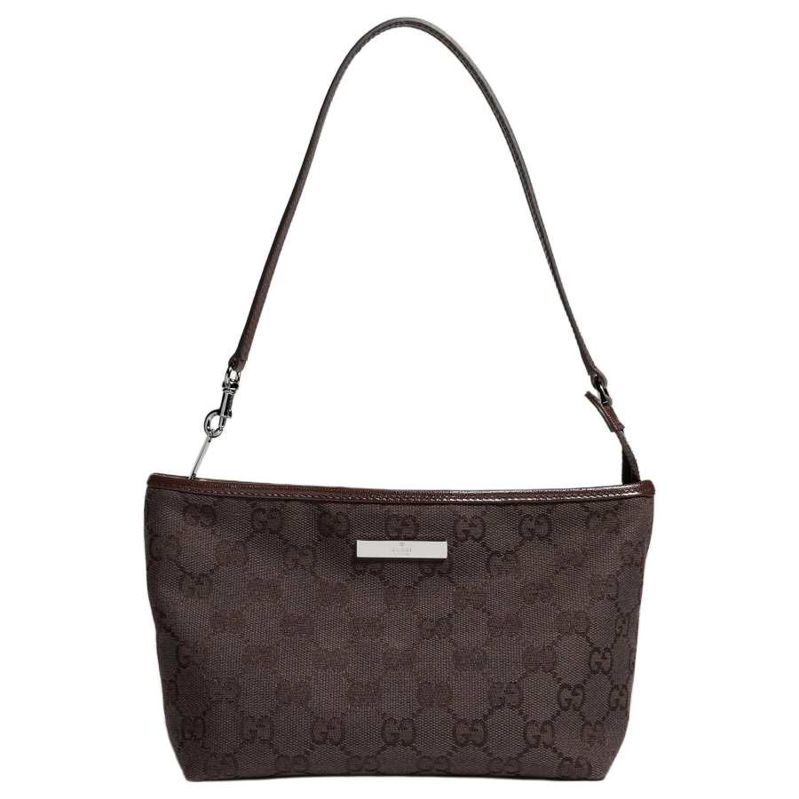 GUCCI Canvas Tote Bag, Shoulder Bag Small Women's Dark Brown