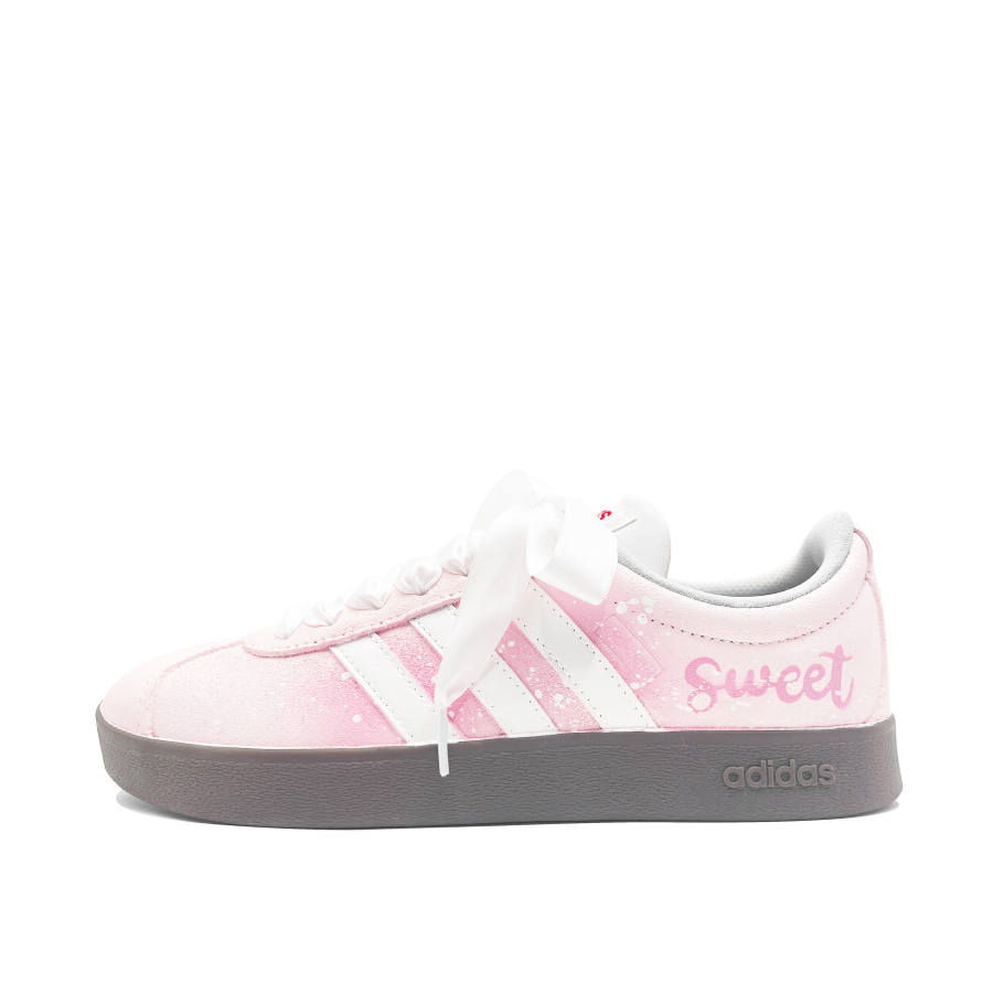 Adidas Adidas Vl Court Classic Milk Powder Sweet Logo German Army Trainers Unisex Pink White