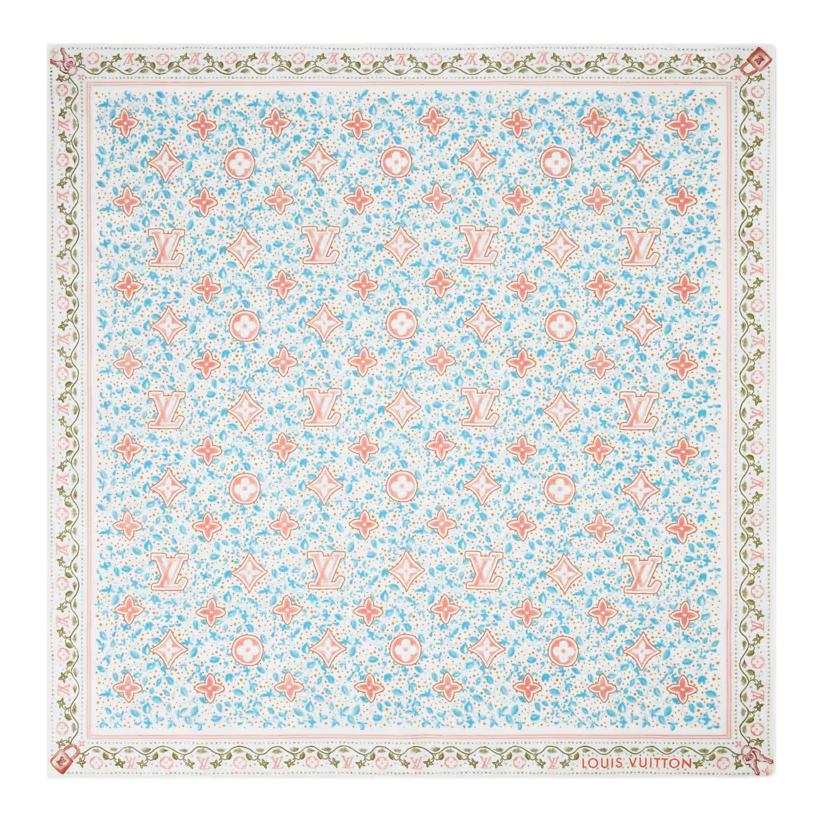 LOUIS VUITTON Silk Scarves Women's Light Blue