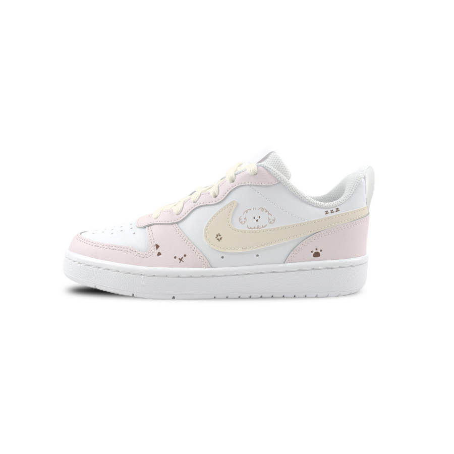 Nike Nike Court Borough Milk White Cute Pet Design Abrasion Resistant Support Kids' Skateboarding Shoes White Unisex