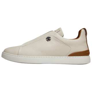 Roberto Cavalli Cow Leather Low top Skateboard Shoes Men's Ecru
