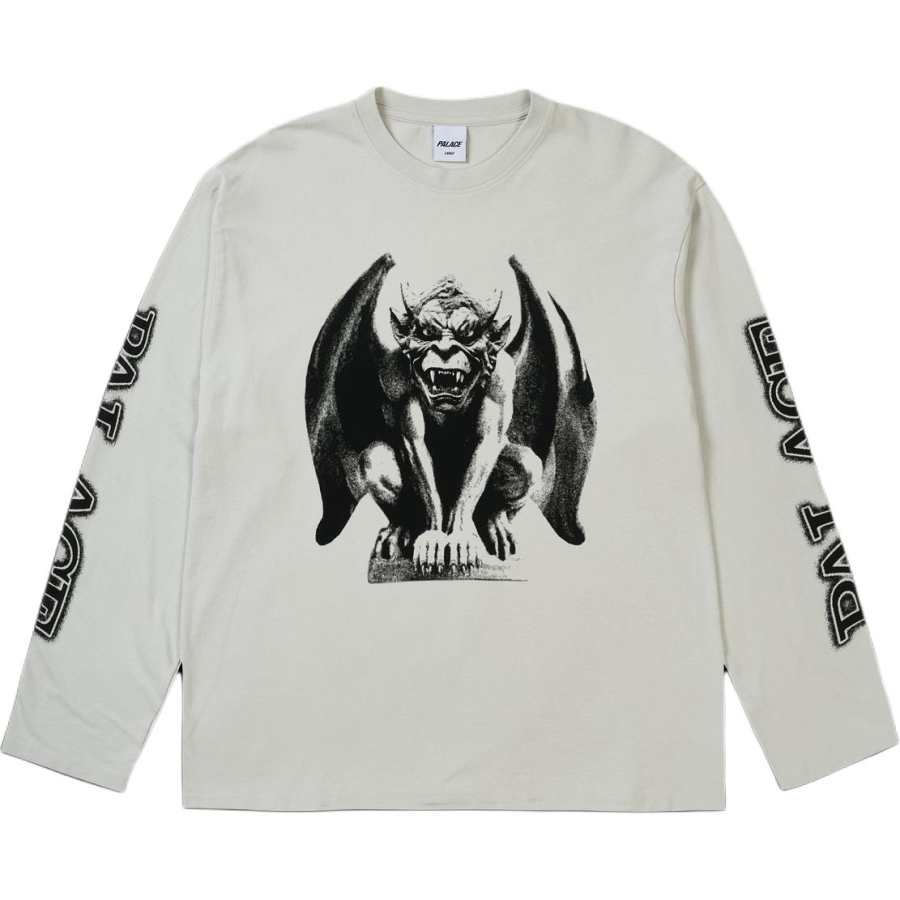 PALACE SS26 Summer Collection GARGOYLE LONGSLEEVE CONCRETE GREY T Shirt Unisex