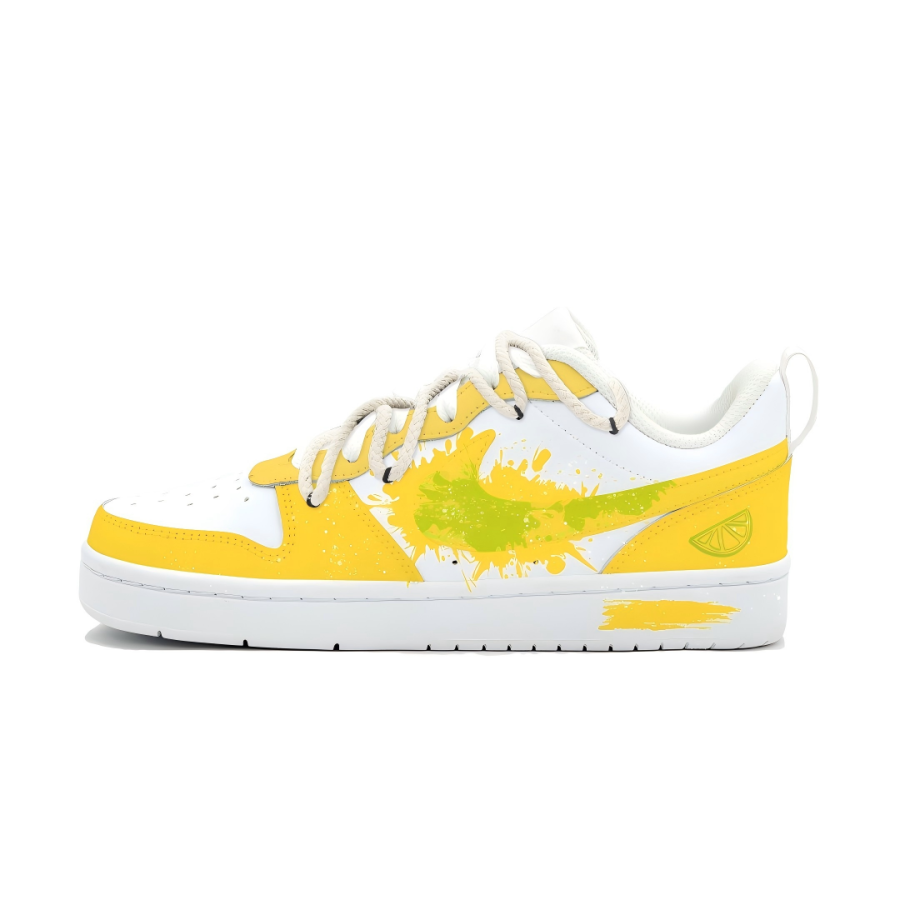 Nike Nike Court Borough Lime Soda Leather Low top Kids' Skateboarding Shoes Orange Yellow Teenagers