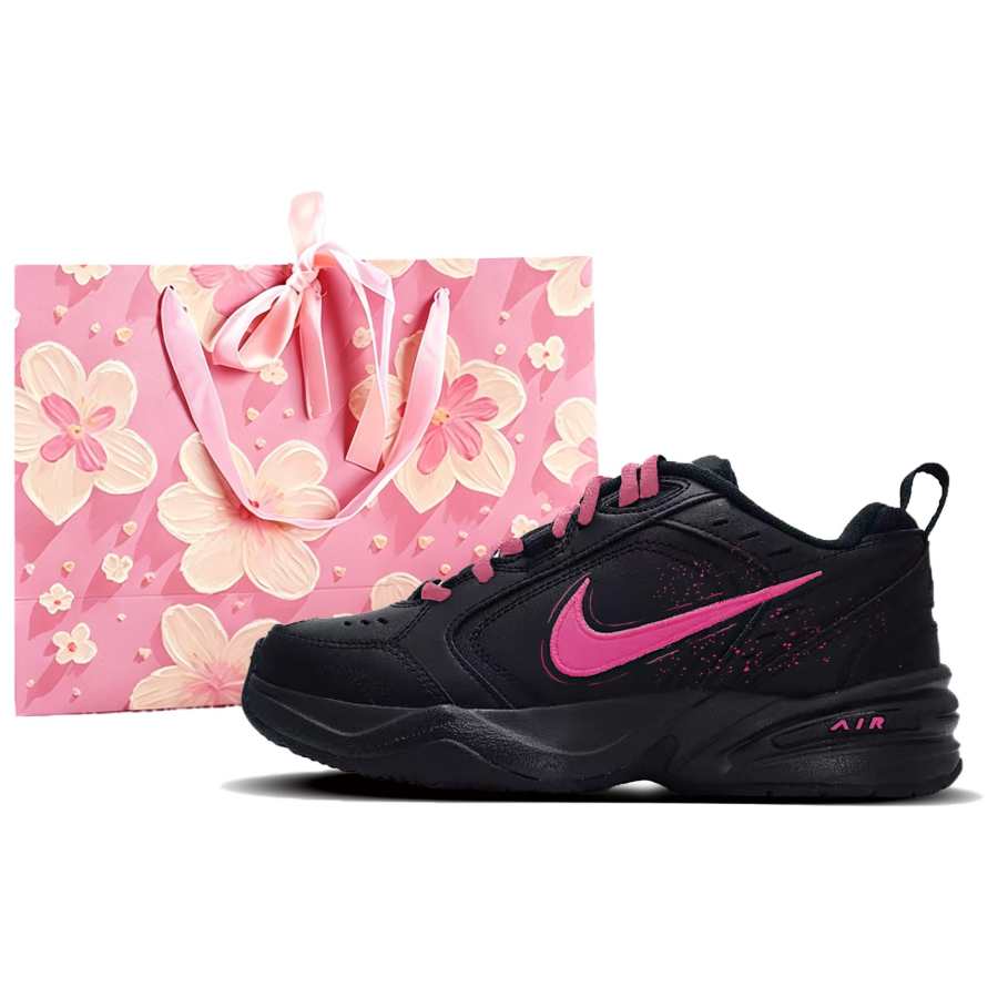 Nike Nike Air Monarch 4 Pink Crape Myrtle Slip Resistant Low top Chunky Sneakers Unisex Black