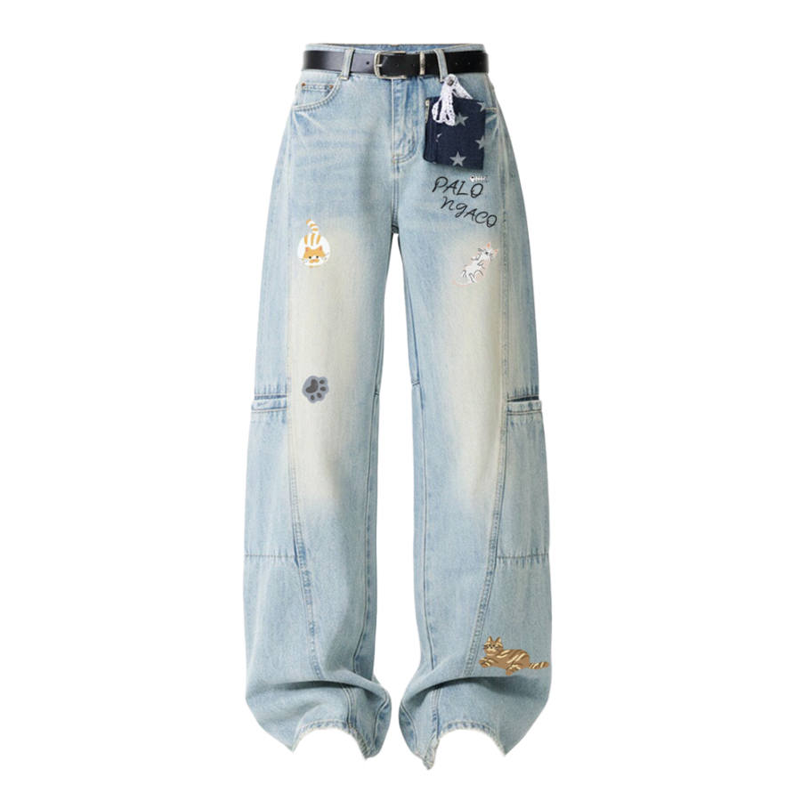 PAL ONGACO Jeans Unisex Light Blue Moderate Cargo Pants