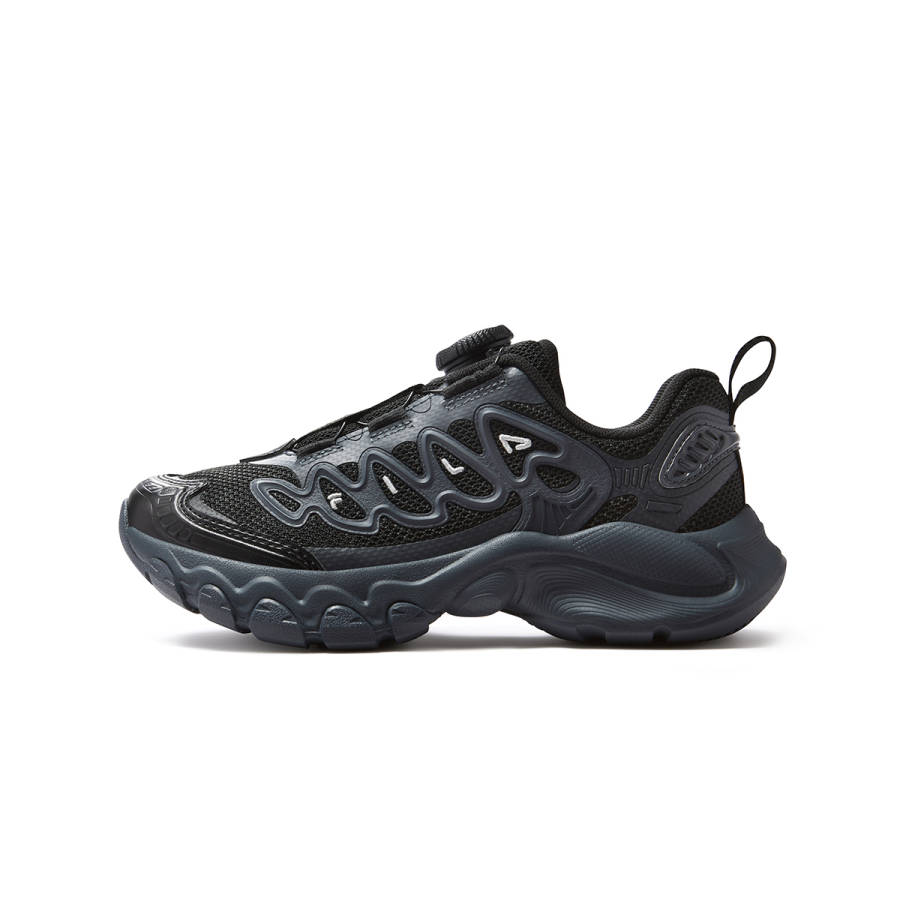 FILA KIDS Heritage FHT Abrasion Resistant Breathable Lightweight Cushioning Low top Running Shoes Black/Ebony Black