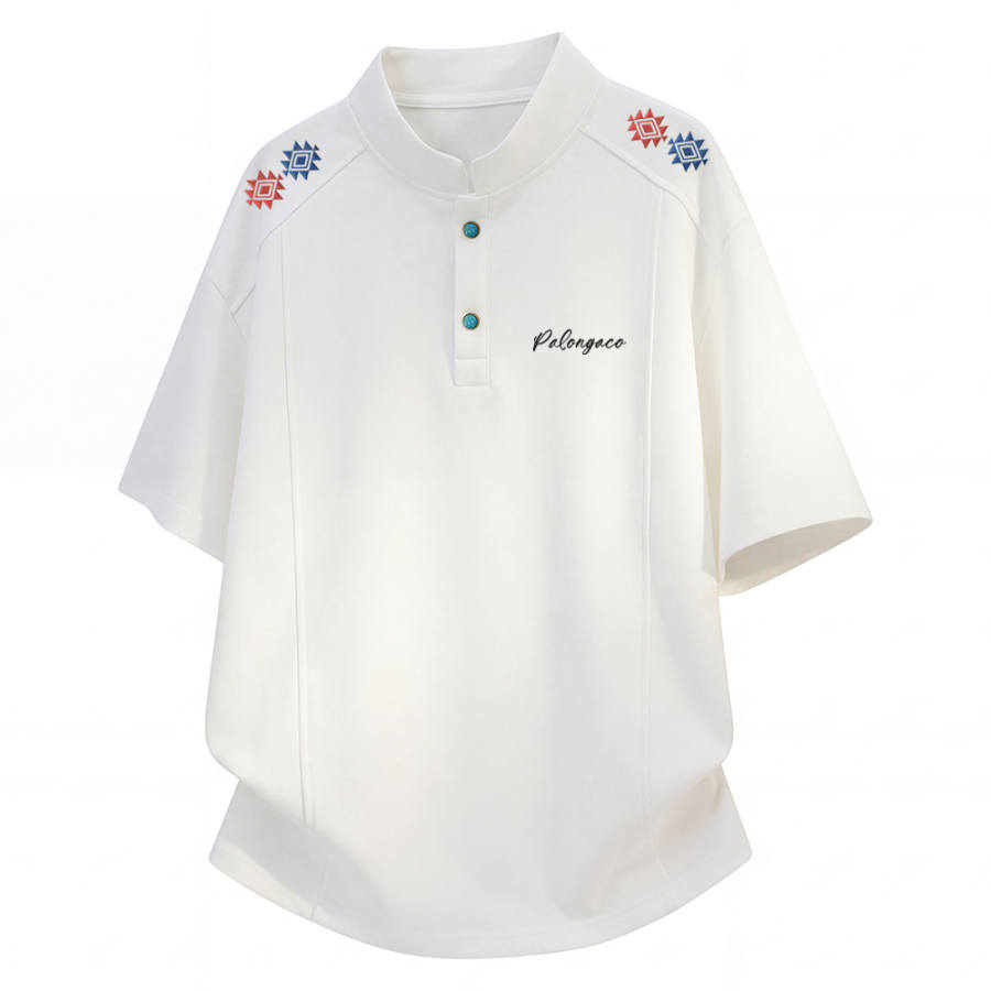 PAL ONGACO Polo Shirts Unisex Henry Collar Moderate Straight Fit
