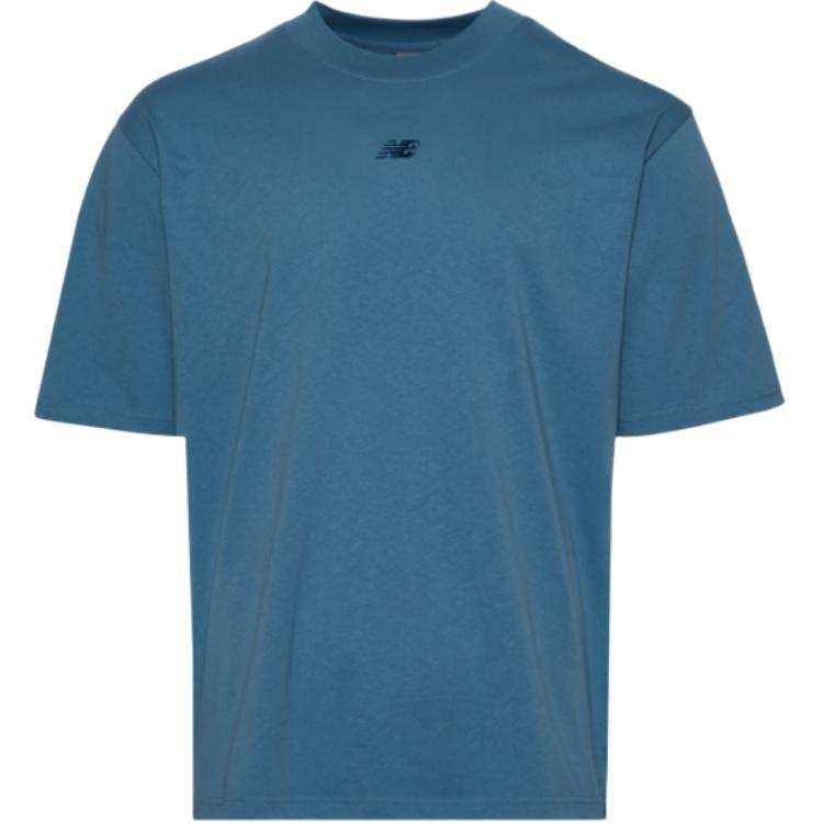 New Balance New Balance T Shirts Men's Blue Crew Neck Moderate Straight Fit