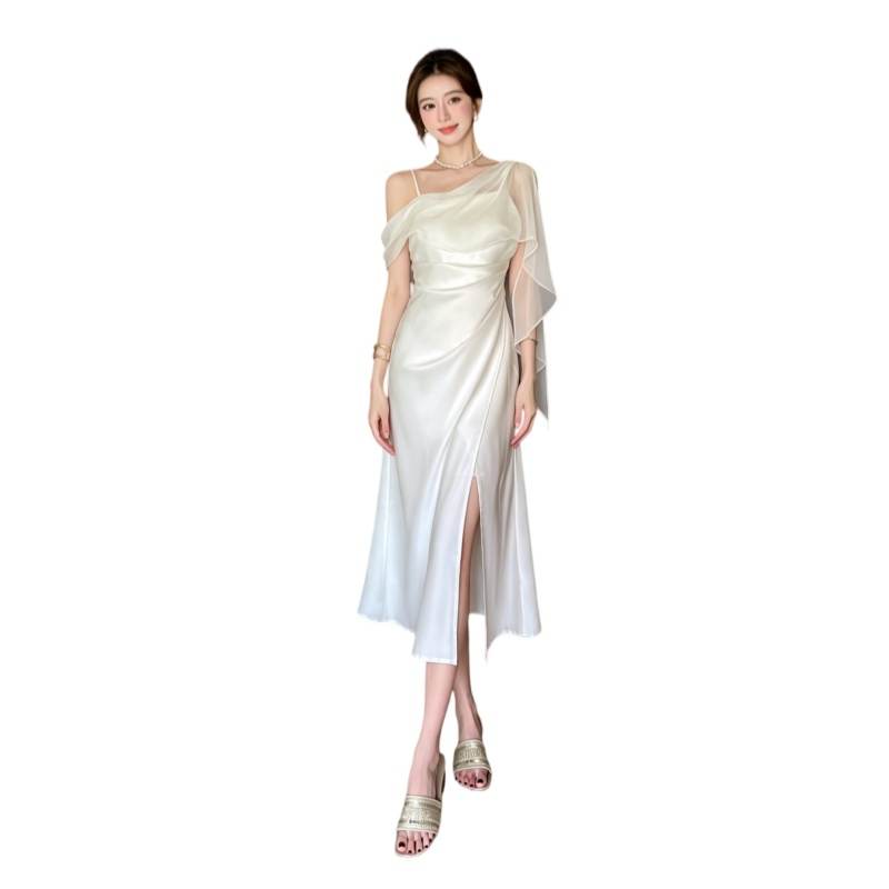 CPAURA Slip Dresses Women's Camisole Moderate Long Skirt