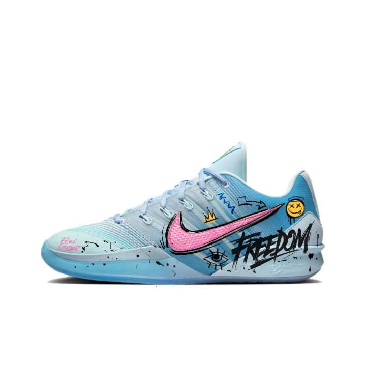 Nike Nike Sabrina 3 Ice Blue Graffiti Cushioning Slip Resistant Breathable Low top Zoom Air Cushion Basketball Shoes Unisex