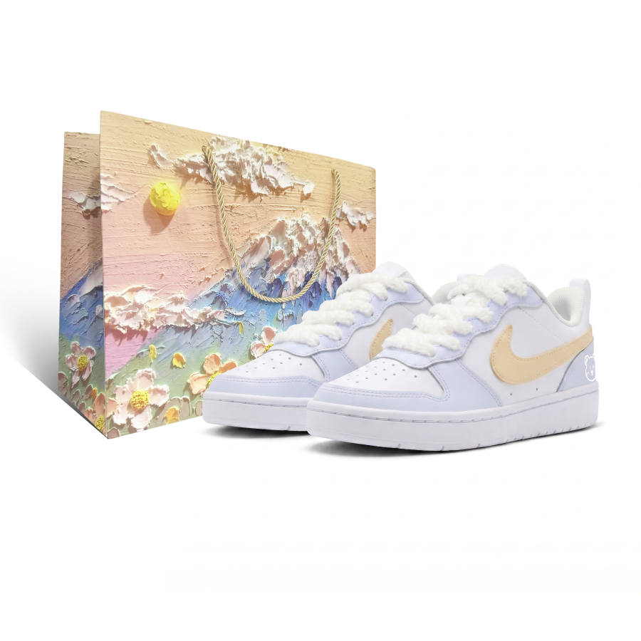 Nike Nike Court Borough Soft And Adorable Bear Leather Slip Resistant Cushioning Low top Kids' Skateboarding Shoes