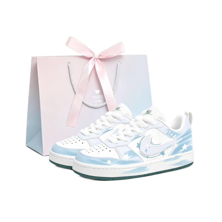 Nike Nike Court Borough 2 Sea Breeze Slip Resistant Abrasion Resistant Low top Kids' Skateboarding Shoes Teenagers