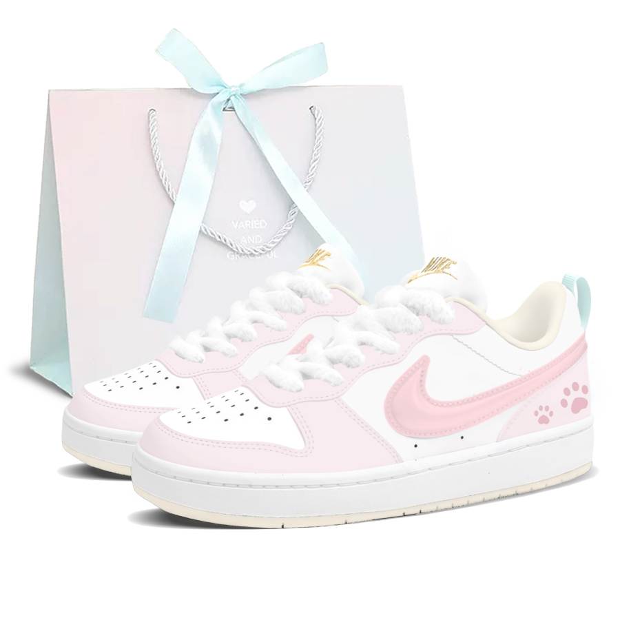 Nike Nike Court Borough Butter Dessert Slip Resistant Abrasion Resistant Low top Kids' Skateboarding Shoes Pink Teenagers