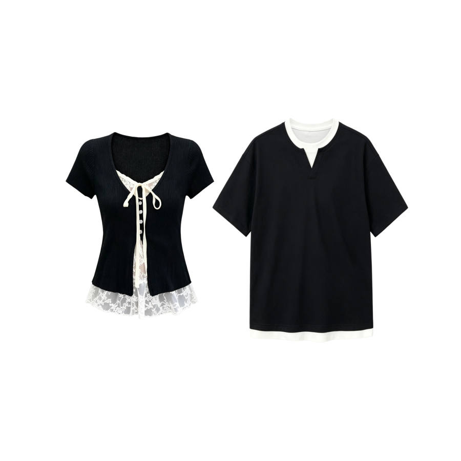 TUSHIFEI Couple Sets Women's Crew Neck Moderate