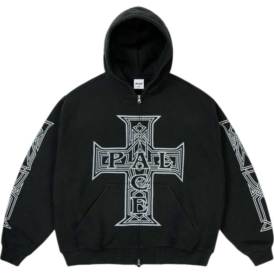 PALACE SS26 Y SO CROSS PIGMENT HOOD BLACK Sweatshirt Unisex