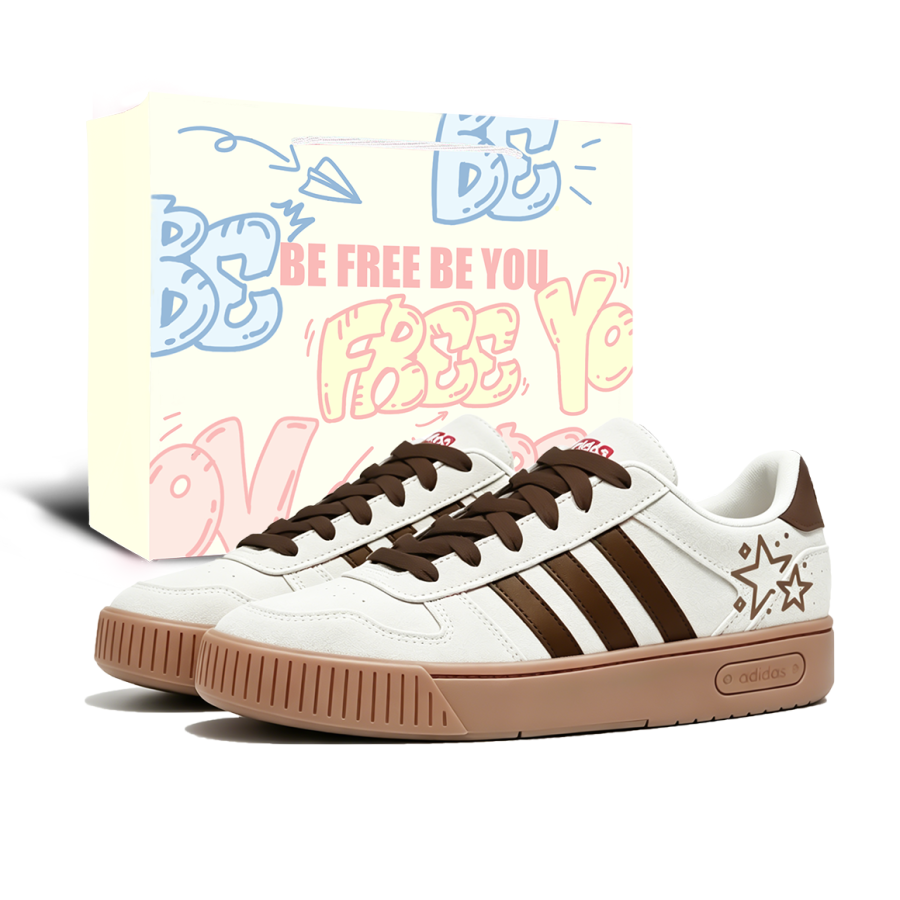 Adidas Adidas D PAD CLASSIC White Chocolate Star Cow Split Leather Abrasion Resistant Height Increasing Low top