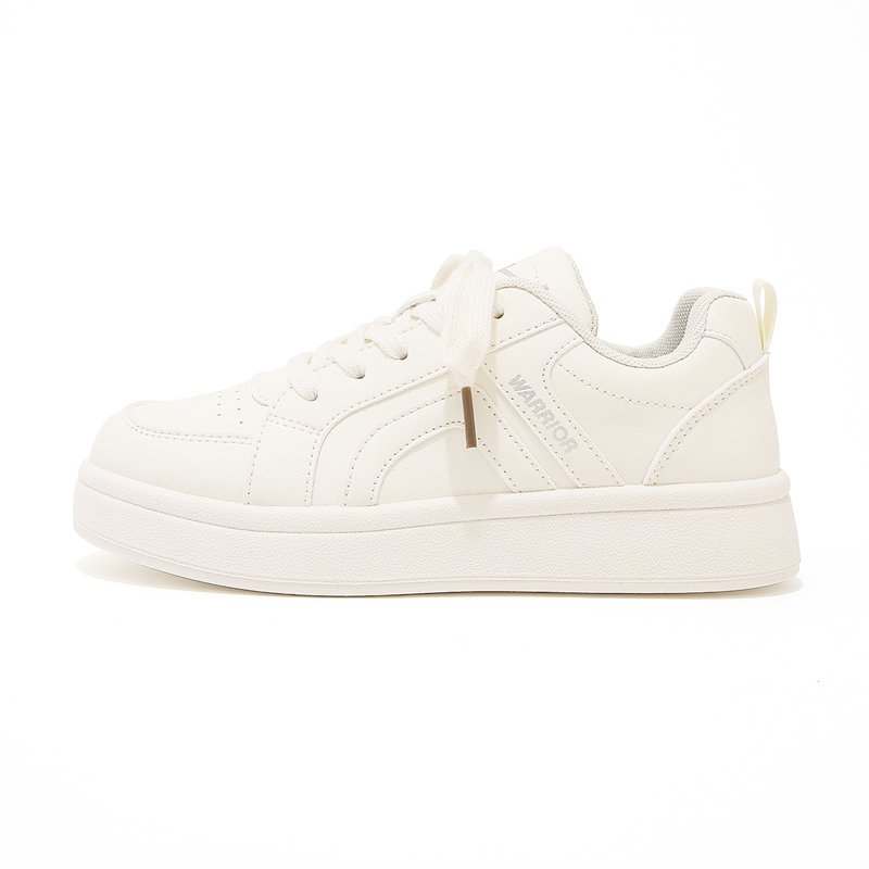 Warrior White Sneakers Abrasion Resistant, Breathable, Slip Resistant Low top Skateboard Shoes Women's