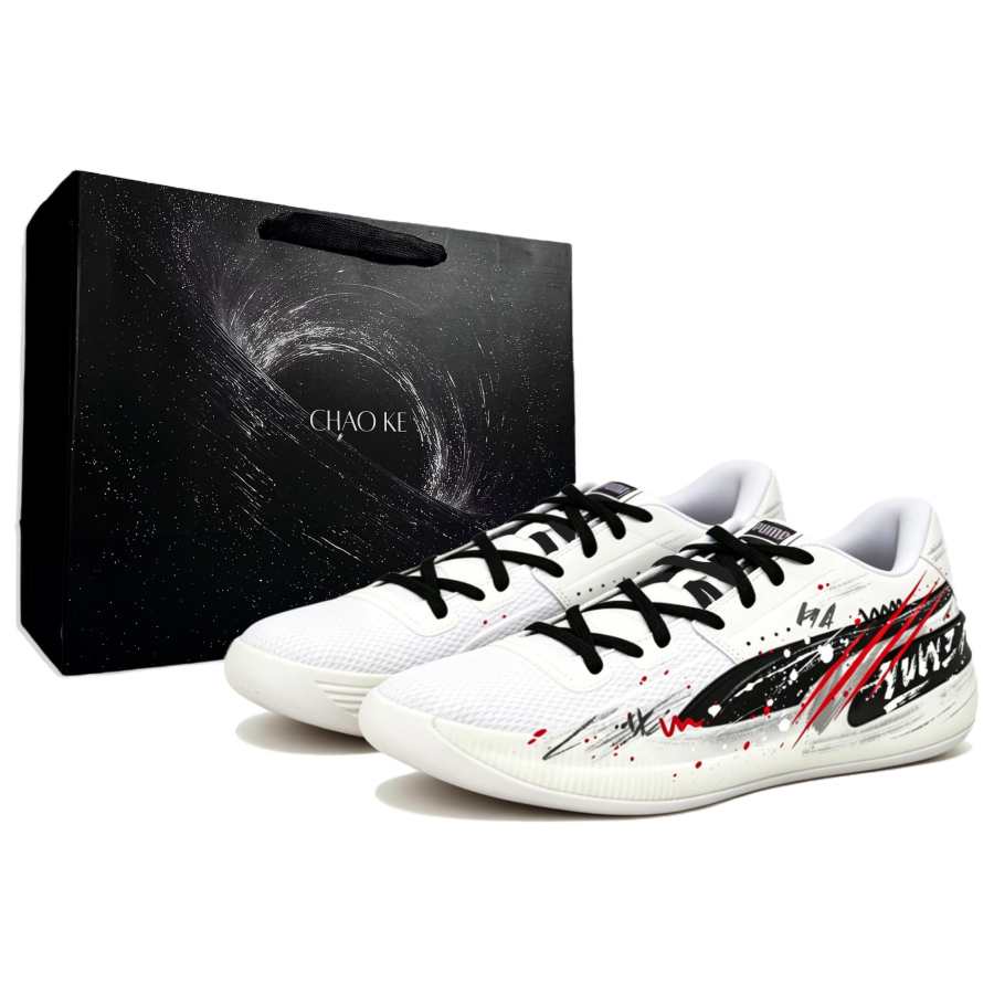 PUMA Clyde Hardwood Team Low top Basketball Shoes Men's White Black