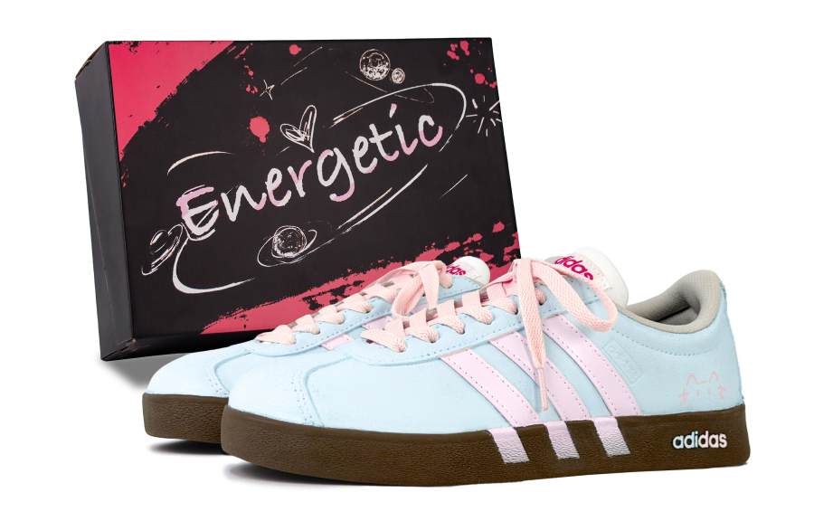 Adidas Adidas Vl Court Classic Maris Sal Custard Abrasion Resistant Balance Low top German Army Trainers Unisex Blue Pink