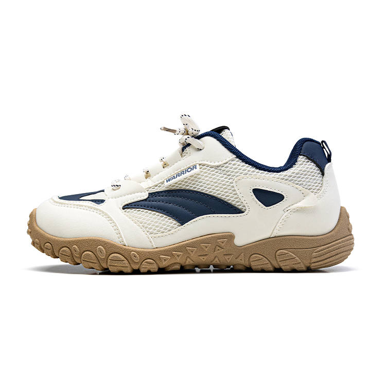 Warrior Cushioning Coverage Abrasion Resistant Lightweight Breathable Low top Casual Shoes Women's Beige Dark Blue