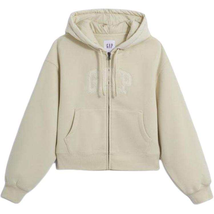 GAP Sweatshirts Women's Beige Hooded Moderate Cardigan
