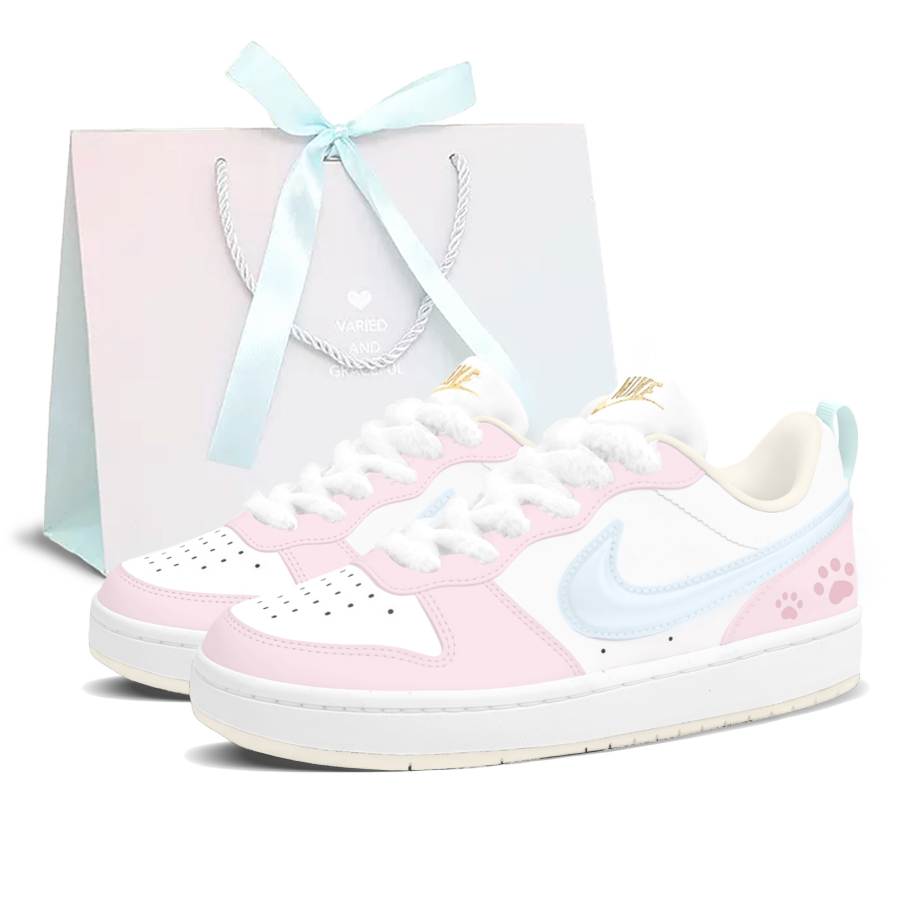 Nike Nike Court Borough Maris Sal Sweetheart Cushioning Abrasion Resistant Low top Kids' Skateboarding Shoes Blue Pink