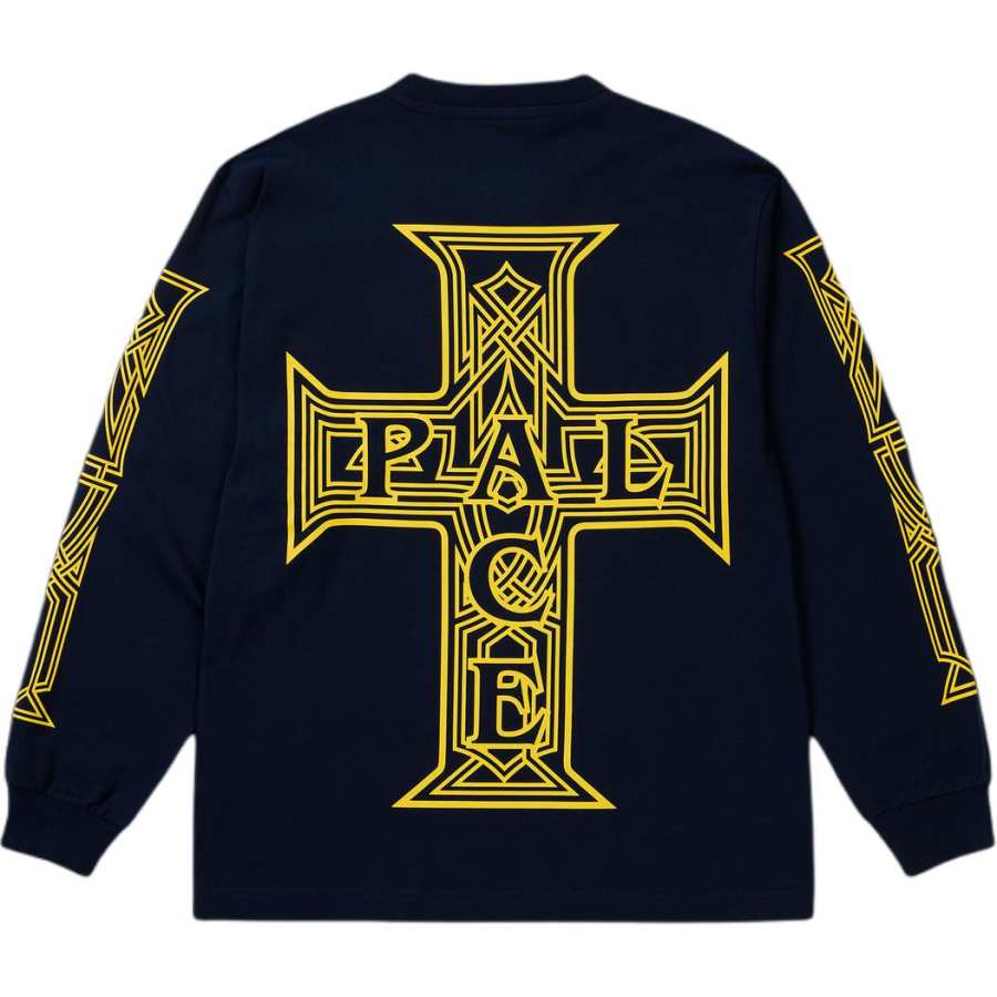 PALACE T Shirts Unisex Marine Blue Crew Neck Moderate Straight Fit