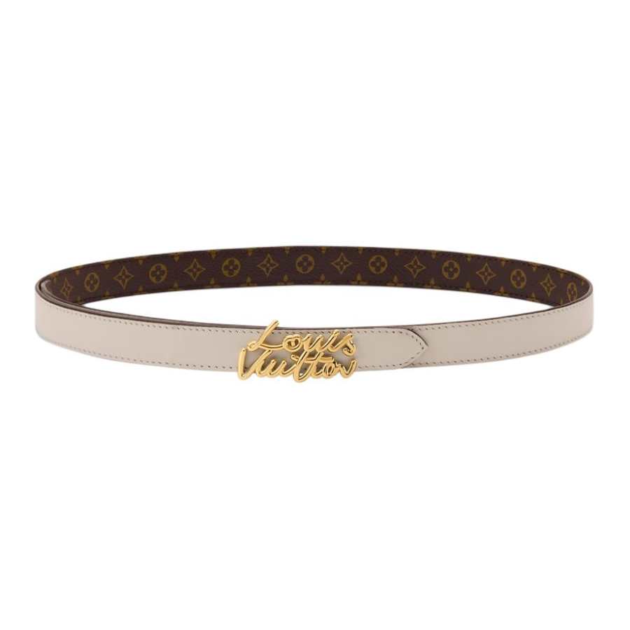 LOUIS VUITTON Calfskin Leather Belts Women's White Width 2cm