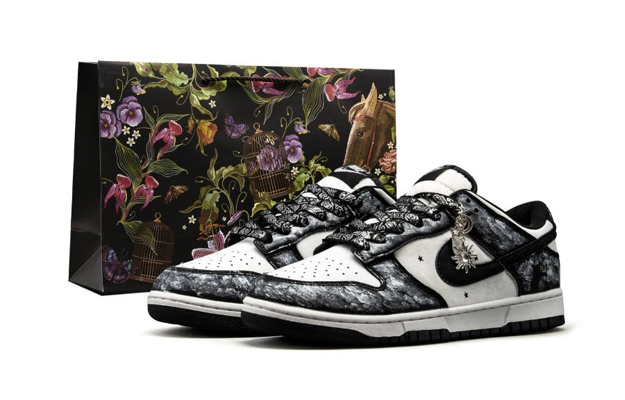 Nike Nike Dunk Slip Resistant Cushioning Abrasion Resistant Low top Skateboard Shoes Unisex Black Silver