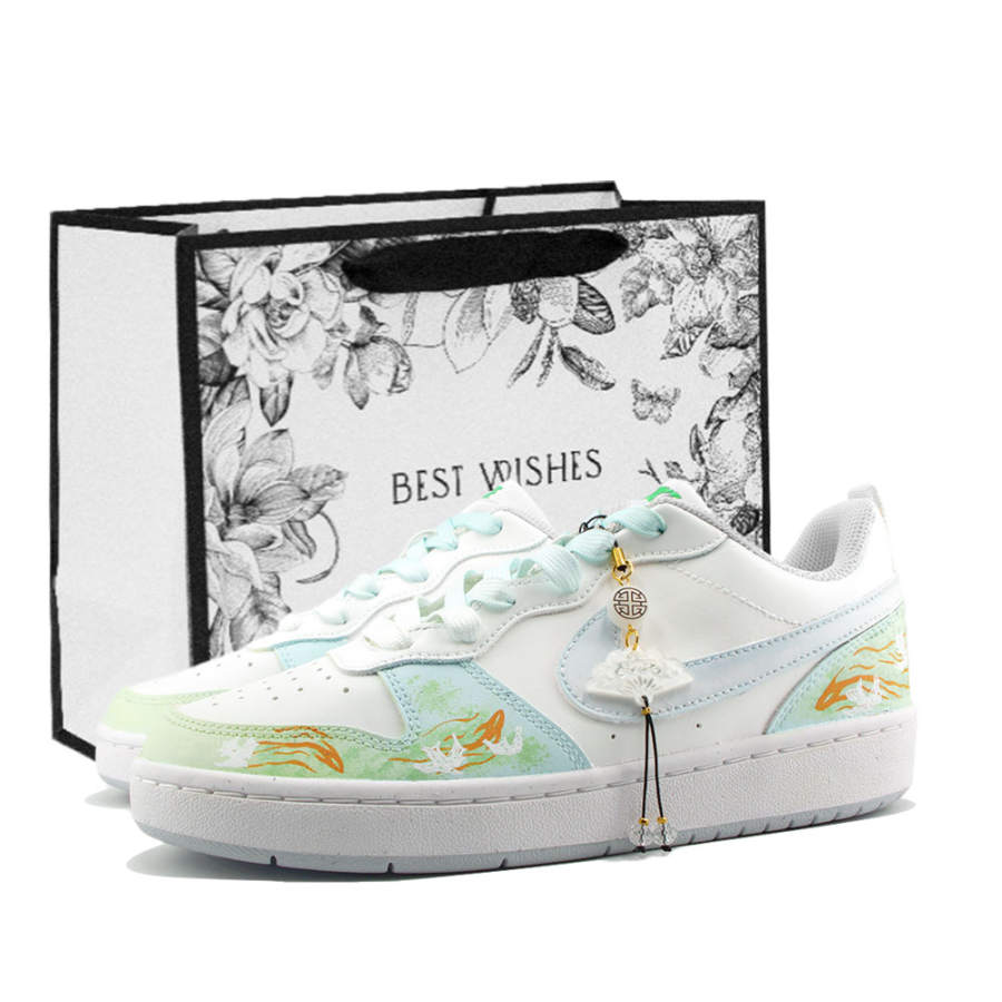 Nike Nike Court Borough Yuncheng Jin Yu Low top Kids' Skateboarding Shoes Blue Green Teenagers