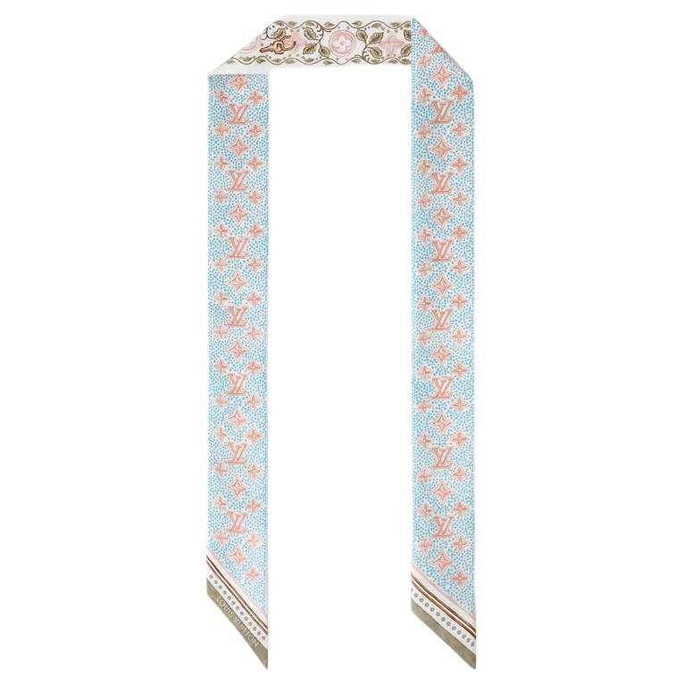 LOUIS VUITTON Silk Scarves Women's Light Blue